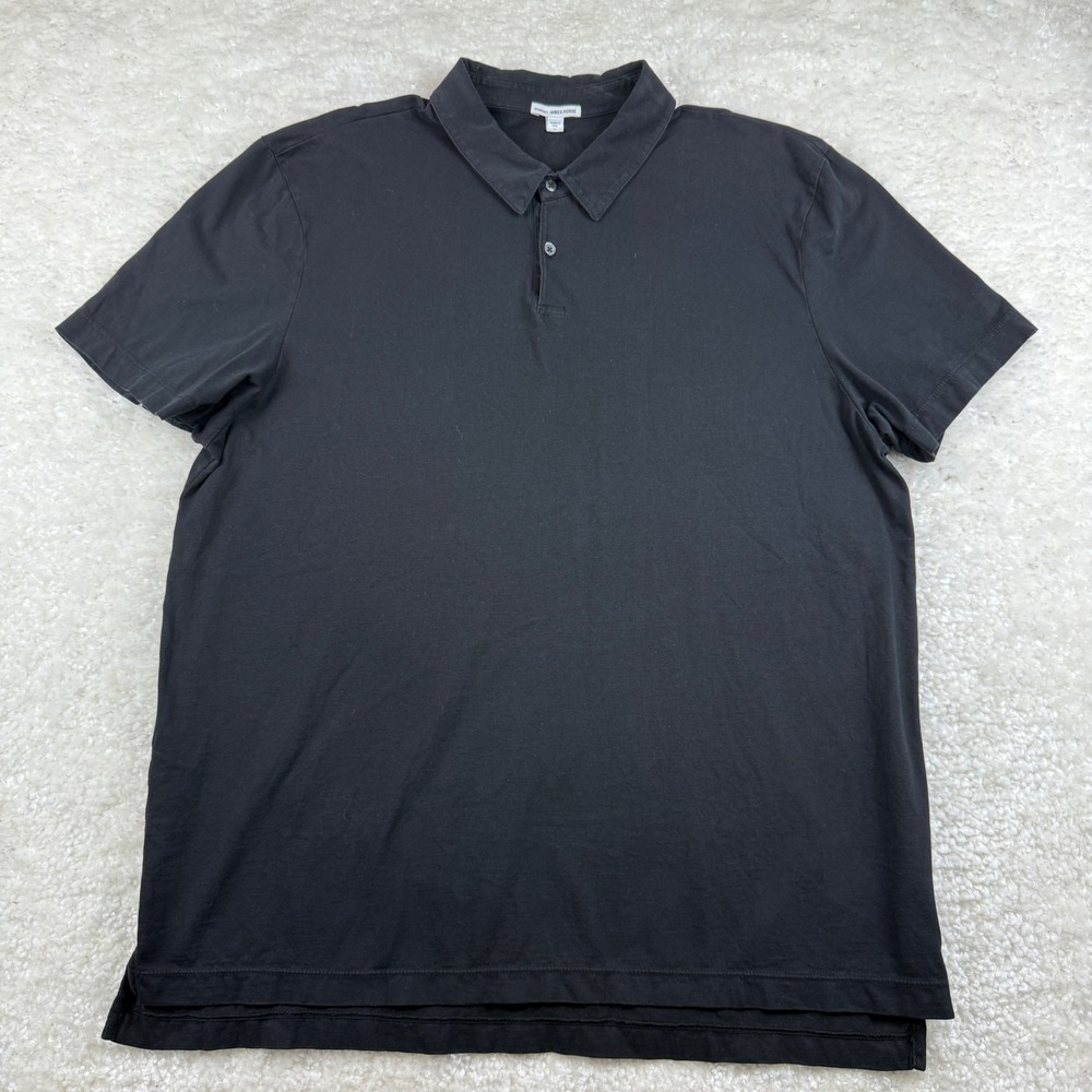 James Perse Polo Shirt Mens 5 XXL Black Supima Cotton Short Sleeve MSX3337